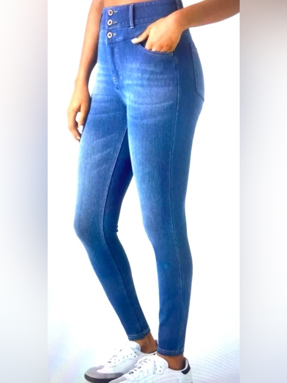 LARGE .  HALARA FLEX BUTTON SLENDERIZING JEANS
